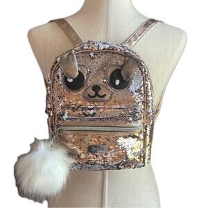 Justice Puppy Mini Backpack Flippable Sequin Bag Multicolor Metallic